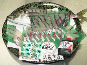 関あじ姿付き刺身盛り